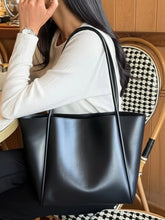 LUNA Büyük Boy Suni Deri Tote Omuz Çantası Siyah