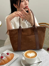 ELLY Büyük Boy Süet Tote Omuz Çantası Taba