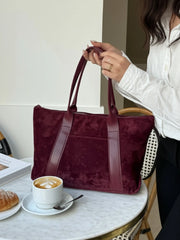 ELLY Büyük Boy Süet Tote Omuz Çantası Cherry